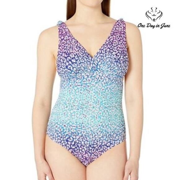 Athena Surplice One Piece Swimsuit Size 12 - Picture 1 of 4